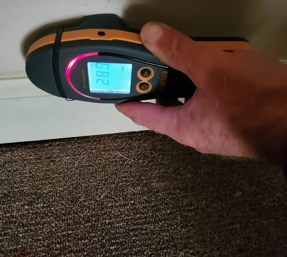 Moisture detection at baseboard during Sewage Cleanup & Sanitation in Lakeland North
